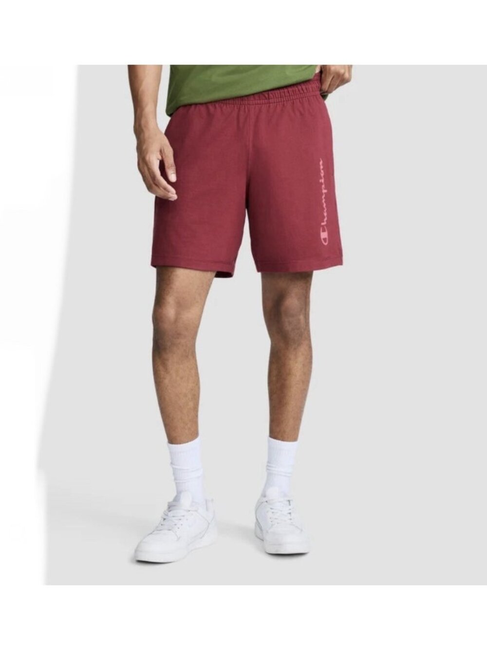 Champion Mens 7” Jersey Script Logo Cotton Shorts XL Maroon